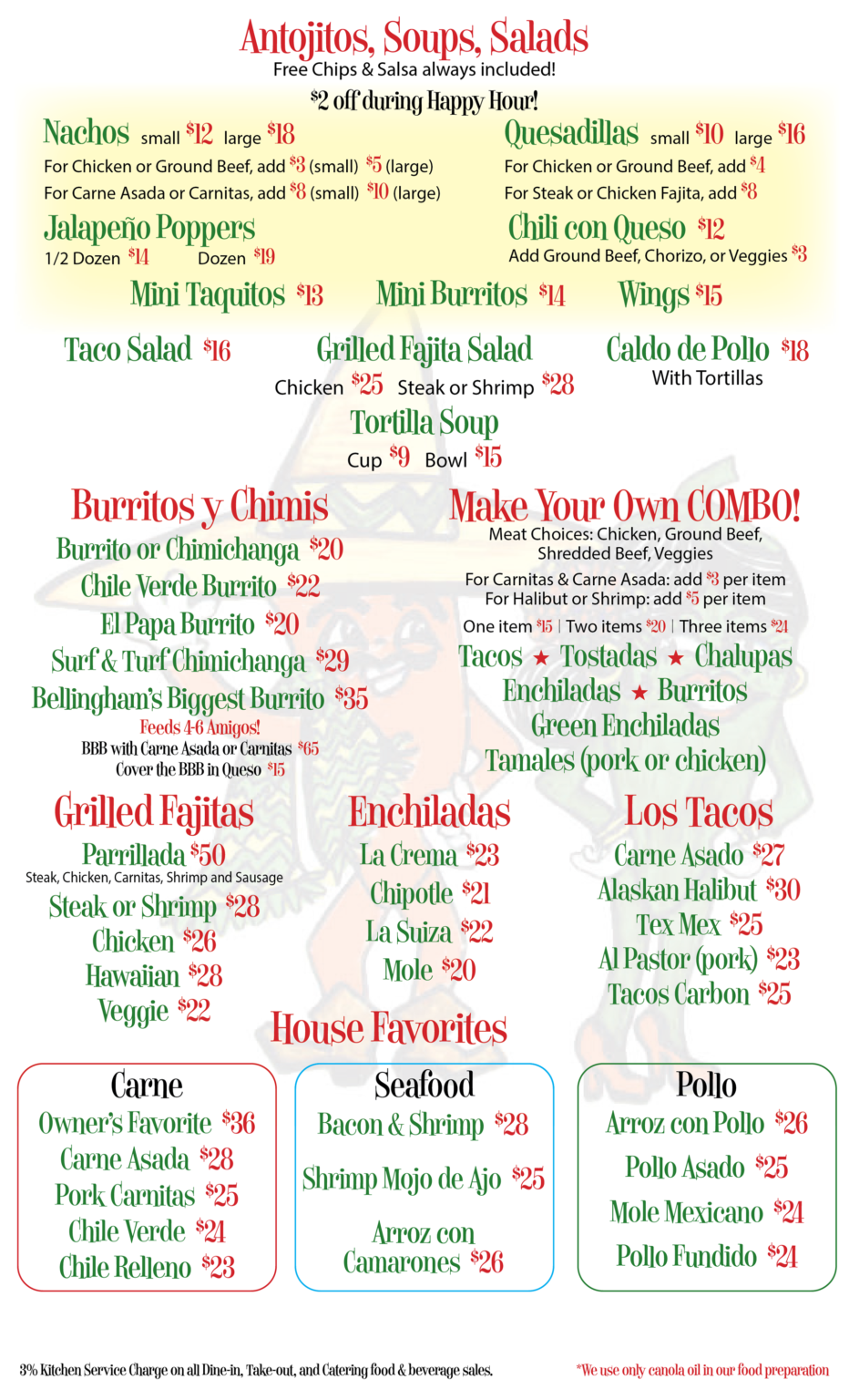 Menus Jalapeños Restaurant Mexican Cuisine, Tequilas Bellingham, WA